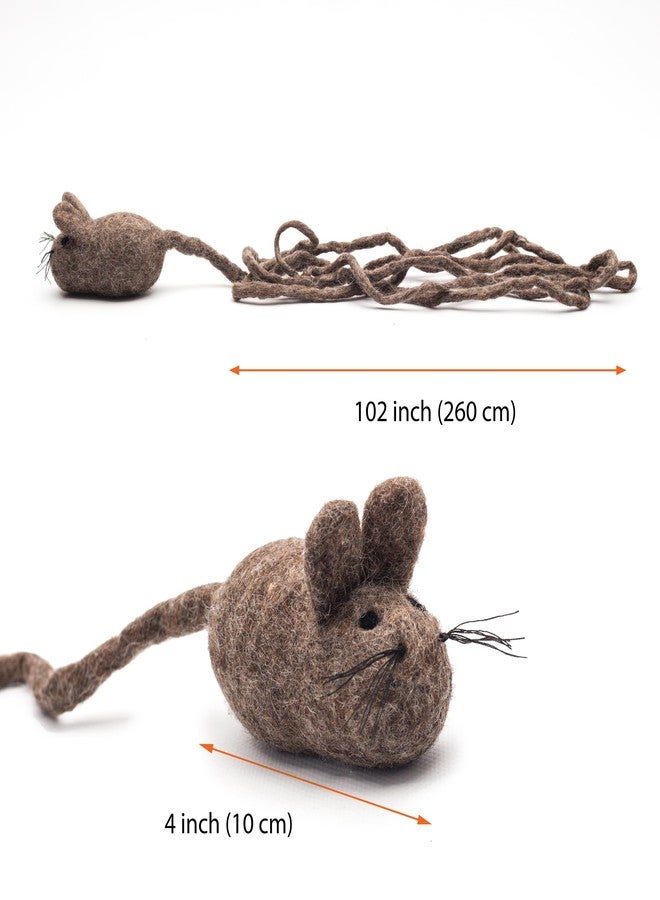 Glaciart One Felt Mouse Cat Toy – Soft Fuzzy Enrichment 100% Natural Wool - Interactive Catnip Play Cat Toy Set - Safe for Pets, Non-AZO Colored Dyes - 100” Long - Image 5